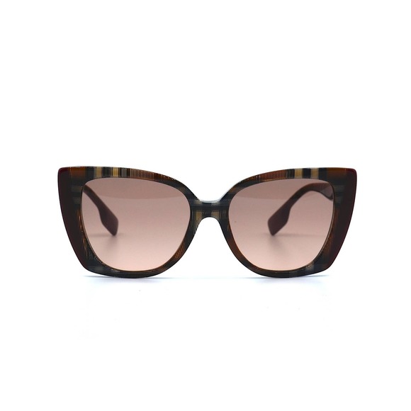 BURBERRY MERYL BE4393 CHECK BROWN BORDEAUX PINK GRADIENT SUNGLASSES - Picture 2 of 10